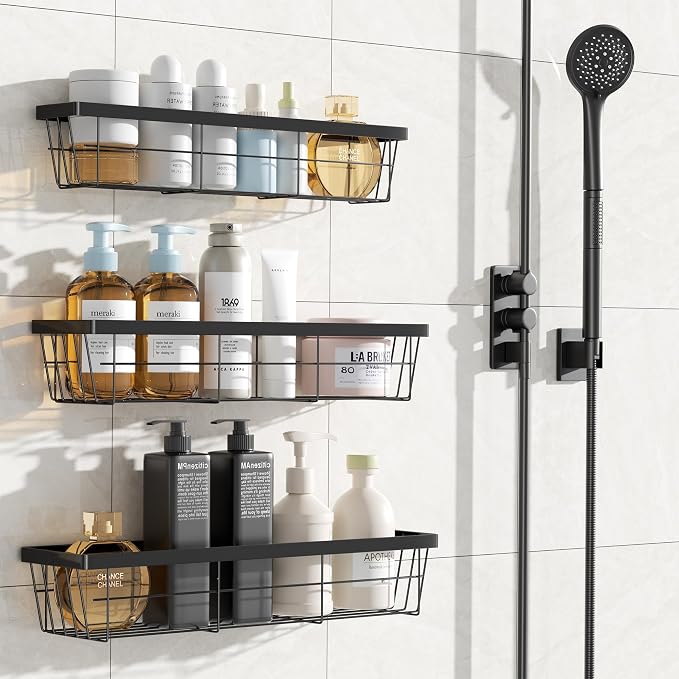 3PCS Cabinet Door Organizer,Self Adhesive Kitchen Cabinet Organizer,Over the Door Organizer Storage Box,metal Pantry Door Organizer,Storage shelf rv must haves. (Blackiron) - Image 4
