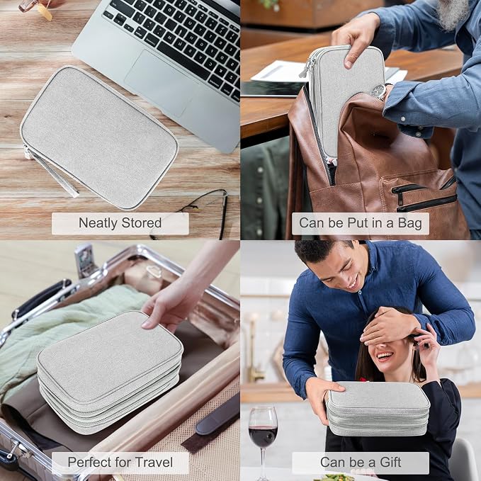FYY Electronic Organizer, Travel Tech Pouch Bag, Large, Grey | Wrist Strap, Waterproof, Double Layers Portable Electronics Travel Carrying Case for Cord, Charger, Daily Business Trips Use - Image 7