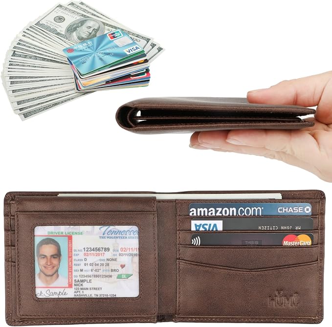 HIMI Wallet for Men-Genuine Leather RFID Blocking Bifold Stylish Wallet With 2 ID Window - Image 2