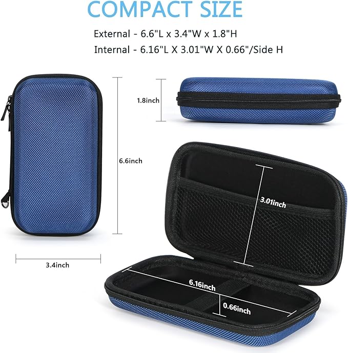 Small Carrying Bag for GPS Hard Drive, Portable EVA Protection Case | Mesh Inner Pocket, Universal Travel Pouch for External Battery, Cell Phone, USB Charging Cable, Zipper - Image 2