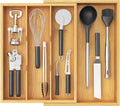 Lifewit Bamboo Utensil Organizer for Kitchen Drawer, Cooking Utensil Tray | Expandable Cutlery Silverware Flatware Holder, Wood Adjustable Spatula Tools Storage Divider, 11.9-21.7 x 15.75", Natural by Lifewit