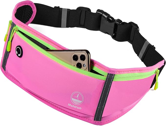 Running Belt Slim Fanny Pack Jogging Pouch Phone Holder Waist Pack - Pink - Image 3