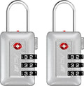 BV TSA Accepted Luggage Travel Lock, Set-Your-Own Combination Lock for School Gym Locker, Luggage Suitcase Baggage Locks, Filing Cabinets, Toolbox, Case (Silver, 2 Pack) by BV