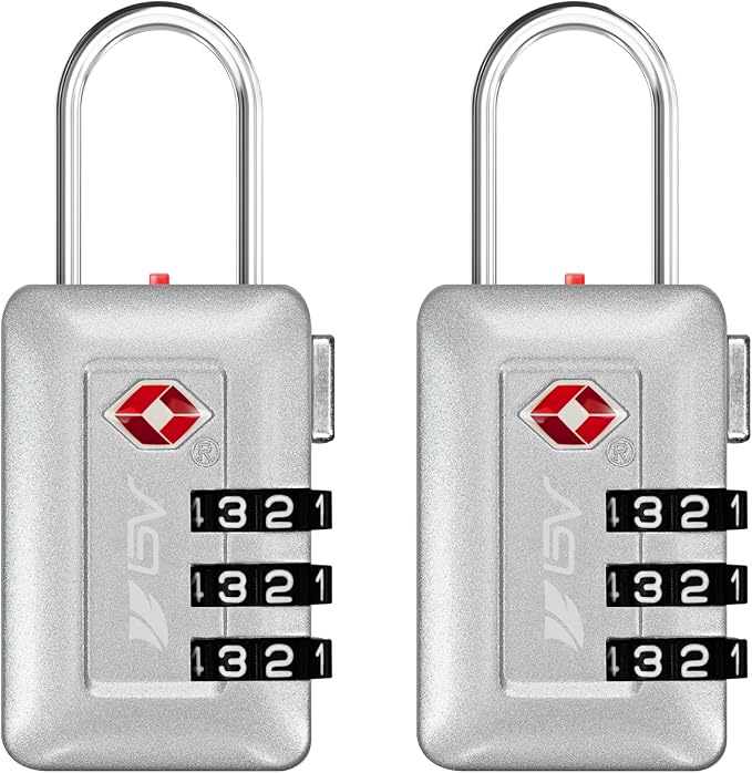 BV TSA Accepted Luggage Travel Lock, Set-Your-Own Combination Lock for School Gym Locker, Luggage Suitcase Baggage Locks, Filing Cabinets, Toolbox, Case (Silver, 2 Pack) by BV