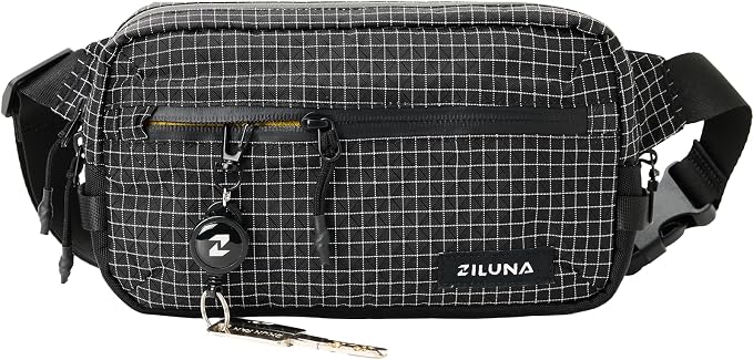 2L Sling Bag for Men & Women - Anti-Theft RFID Blocking Fanny Pack with Lockable Zippers, Water Resistant Lightweight Crossbody Bag for Travel Hiking Running Gym Walking Daily Use(Black Plaid) by Unknown