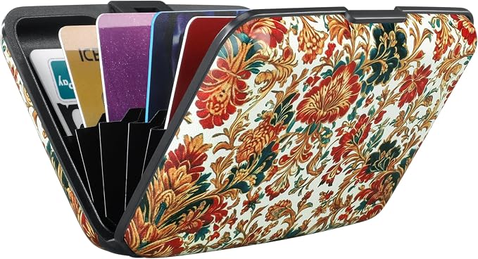 RFID Aluminum Wallet Credit Card Protector Case Holder for Men Women | Mini RFID Aluminum Wallet Credit Cards Holder Business Card Case Metal ID Case for Men Women(Carpet Pattern) - Image 6