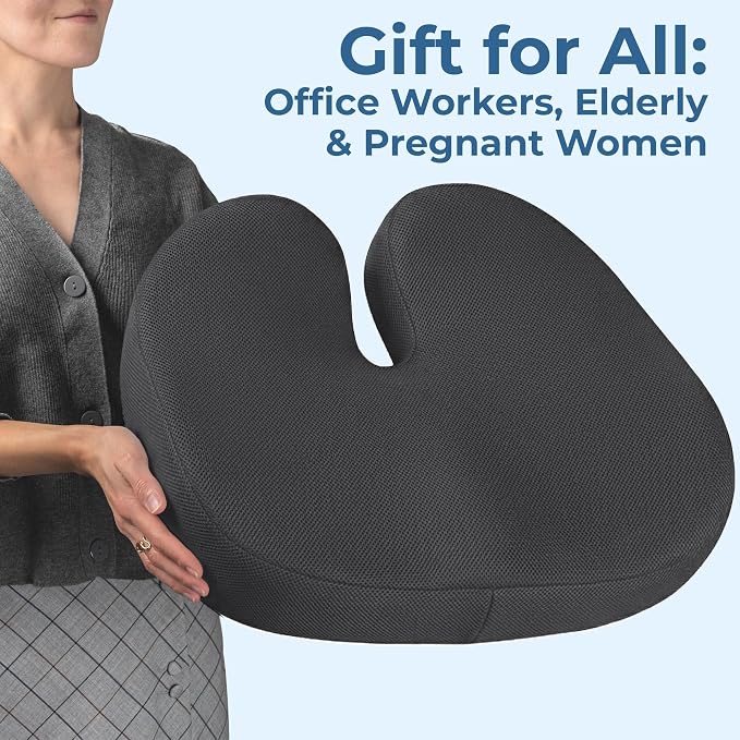 5 STARS UNITED Seat Cushion - Memory Foam Chair Cushion for Tailbone Pain Relief - Ergonomic Support for Coccyx, Sciatica & Butt - Office, Desk & Gaming Chair, Car Seat, Wheelchair, Dark Gray Mesh - Image 7