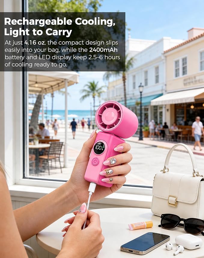 Hotsales Clip-On Portable Fan for Strollers, Handheld Turbo Fan for Travel | Small But Mighty Mini Fan, Detachable 360° Rotating Clip, LED Display, Rechargeable, Summer Outings, Gifts For Women And Men - Image 7