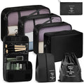 Fosmon 8-Piece Packing Cubes, Black Travel Luggage Organizer Set | Mesh storage bags for clothes/shoes/toiletries, durable, lightweight, ideal for carry-on and vacation, 8-piece set. by Fosmon