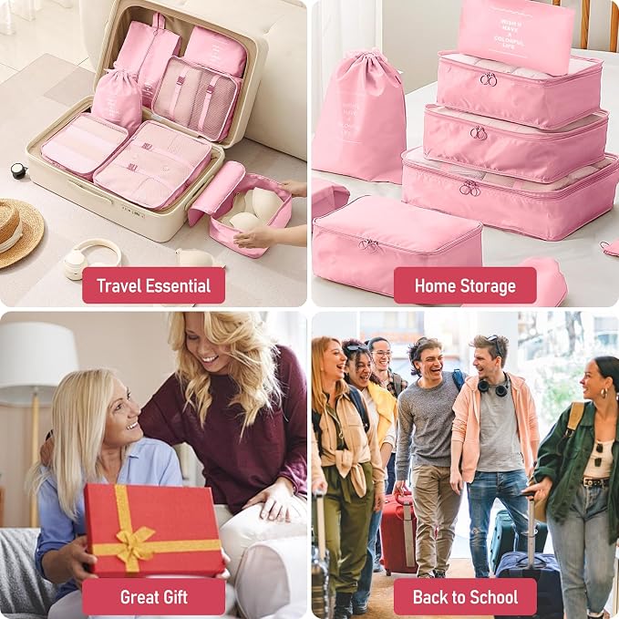 Packing Cubes for Travel- 8 Set Luggage Organizer Bags for Family, Mesh Breathable Travel Packing Cubes for Suitcases Durable Travel Essentials Bags Set (Pink, 10 Set) - Image 6