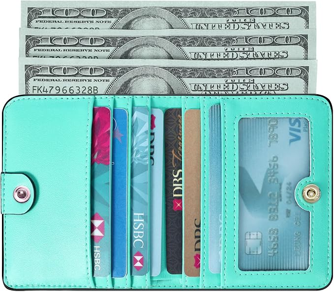 Toughergun Women’s Small Slim Leather Wallet with RFID Protection, Compact Bifold Mini Purse with Clear ID Window - Image 2