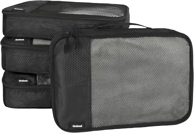 Packing Cubes for Travel Essentials,4 Set Packing Cubes for Suitcases,Lightweight Mesh Luggage Organizer Bag,Black - Image 2
