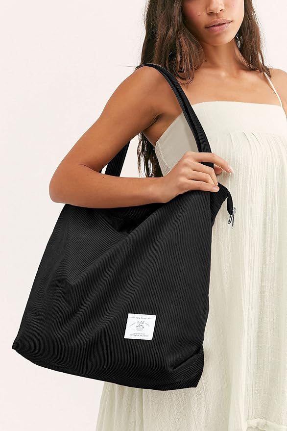 KALIDI Women Corduroy Tote Bag Zipper Casual Tote's Handbag Big Capacity Shoulder Bag with Pockets - Image 8