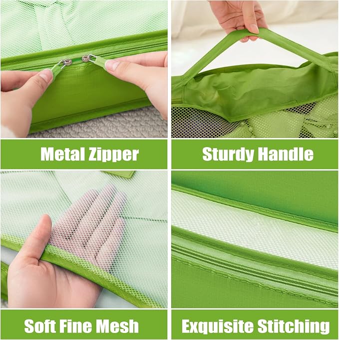 6 Set Packing Cubes for Travel Luggage Organizer Bags Reusable washable Suitcase Packing Cubes Set Travel Accessories Essentials (Green) - Image 3