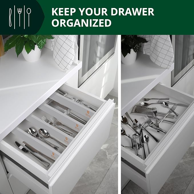 Bamboo Drawer Dividers Organizers, Adjustable Drawer Separator Splitters, 17–22 Inches Expandable Drawer Divider Organizer for Large Utensils, Kitchen, Bedroom, Dresser & Office Drawers 4-Pack, Gray - Image 8