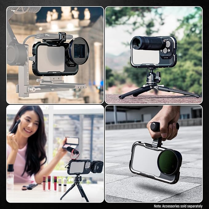NEEWER 16 Pro Cage, Quick Release Video Rig Phone Stabilizer Compatible with iPhone 16 Pro with 67mm Filter Adapter, 17mm Lens Backplate, T Mount Lens Adapter Compatible with Moment, PA073 - Image 8