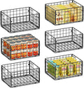 X-cosrack Metal Wire Basket Pantry Baskets Foldable Cabinet Organizers with Handles-6 Pack-12"x9"x6", Food Storage Freezer Organizer Bins for Kitchen Bathroom Laundry Closet Garage - Patent Design by X-cosrack