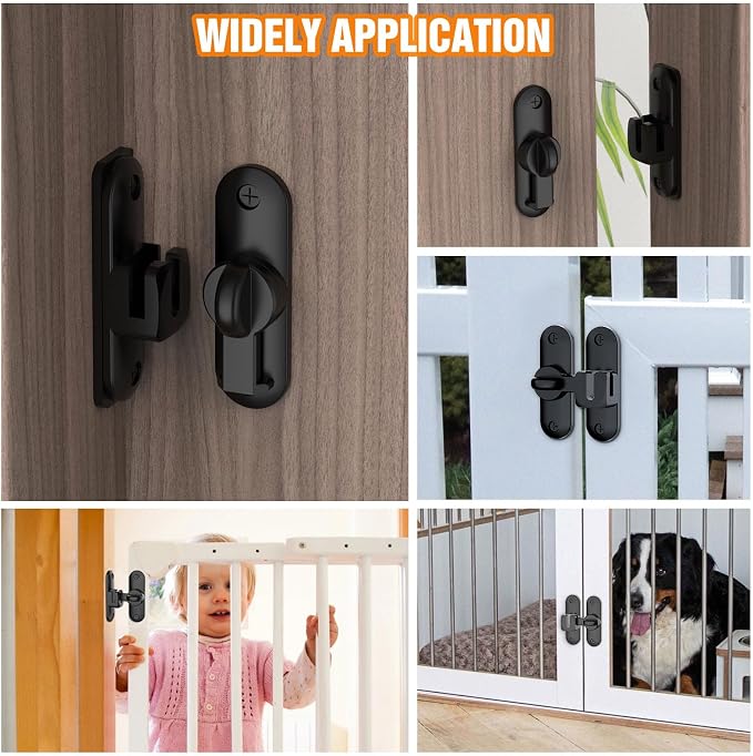 90/180 Degree Flip BarnDoor Lock, Small Door Latch, Black 1 PC | Heavy Duty Door Latch, Interior Sliding Door, Pocket Door, Bedroom, Bathroom, Cabinet, Privacy Lock, Includes Spacer - Image 7