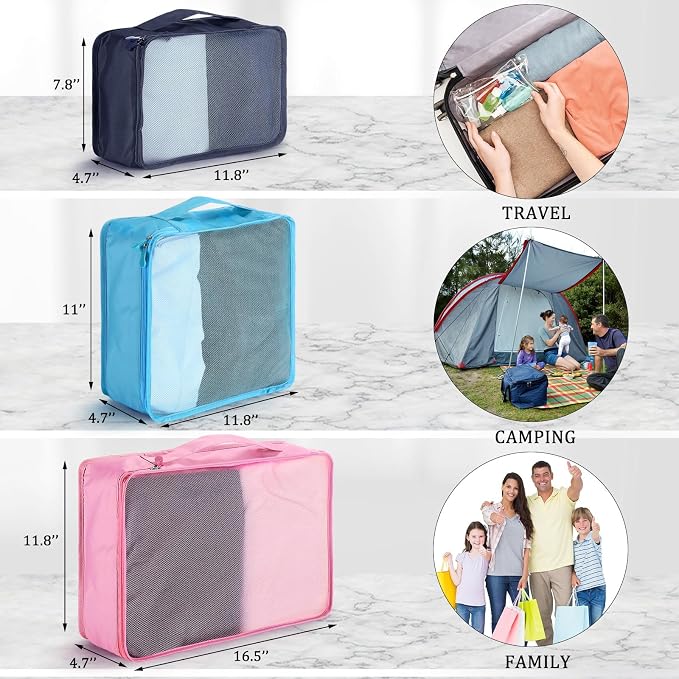 Tudomro 12 Pcs Large Packing Cubes Luggage Organizers for Suitcase Mesh Travel Organizer Bags Travel Packing Organizers for Traveling Camping Hiking - Image 2