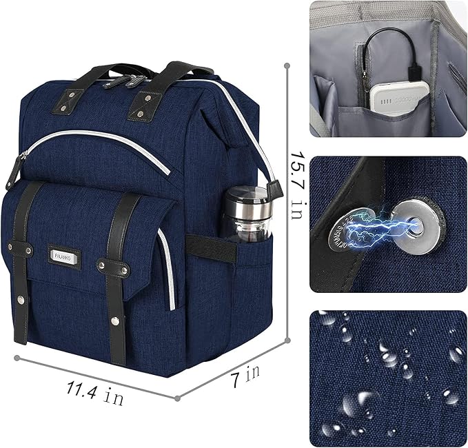 FALANKO Laptop Backpack for Women, Doctor Teacher Work Bookbag College Shoulder Bag with RFID Anti-theft, Nurse Travel Business Bag for Men Women Fit 15.6 Inch Computer - Image 4