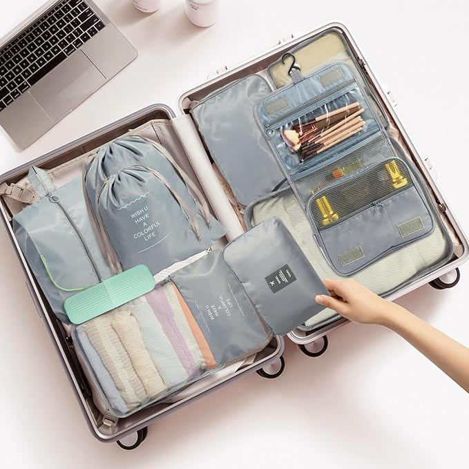 12PCS Packing Cubes for Suitcases, Travel Luggage Organizer Bags, Packing Cubes Luggage Packing Organizers for Travel Accessories, Grey - Image 6
