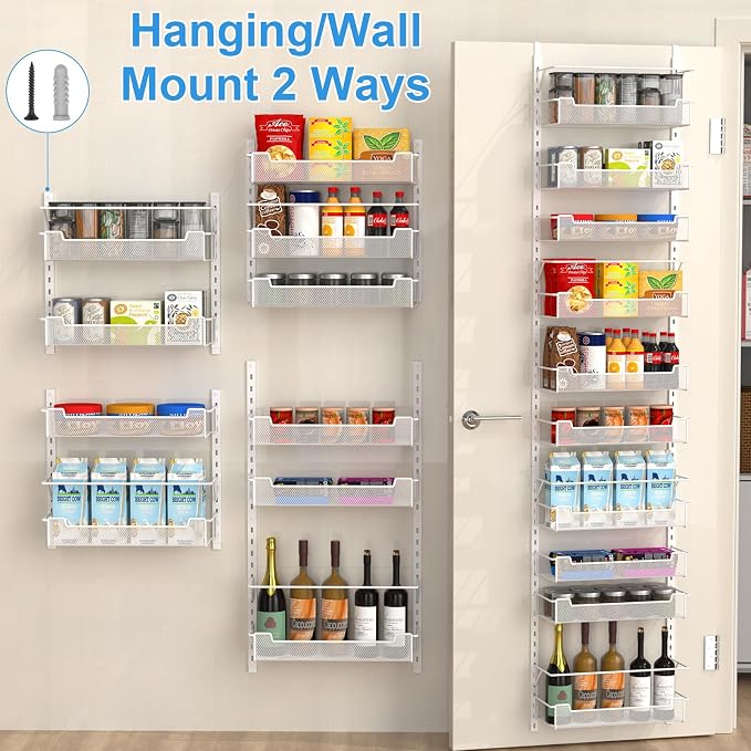 VyGrow Over the Door Pantry Organizer, 10-Tier Over the Door Organizer with Adjustable Basket, Pantry Door Organization for Pantry Kitchen Storage Room Spice Rack, White - Image 6