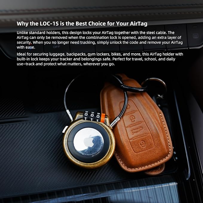Lockable AirTag Holder with Combination Lock, Metal AirTag Lock Case Compatible with Apple Air Tag, Tracker Device Holder for Vehicles Car Stroller Tracking Luggage Backpack Suitcase - Image 6
