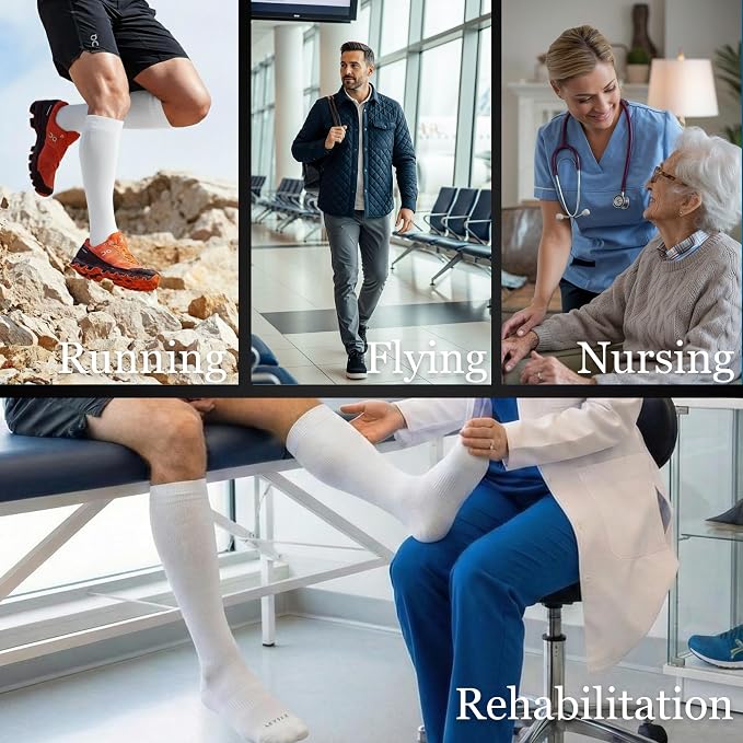 LEVSOX Bamboo Viscose Graduated Compression Socks for Women&Men - Cushioned Knee-High 15-20mmHg Support Socks - Image 2