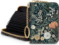 Blusabaca RFID Credit Card Holder Small Women Travel Wallet, Wildflowers | Removable Keychain, Case with Zipper, Vegan PU Leather, Cash Coin Pocket, Business Accordion Purse, Ladies Female Gift by Blusabaca