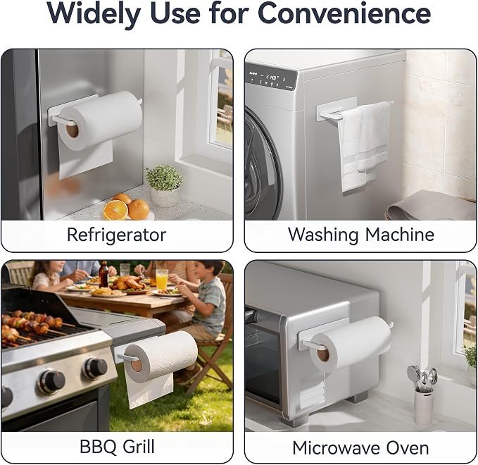 Heavy-Duty Magnetic Paper Towel Holder for Jumbo Rolls, White | For Kitchens, Garages, RVs, Washing Machines, BBQ Carts, Fridge Sides & Grills - Image 7