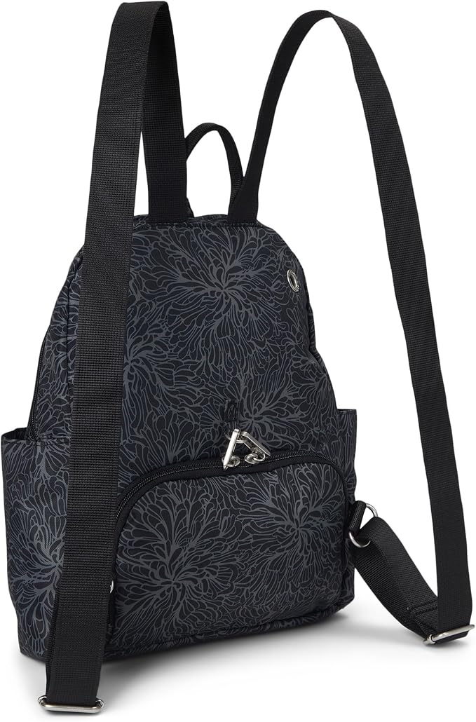 Baggallini Securtex® Anti-theft Vacation Travel Backpack 10x13 Slash-Resistant Nylon Daypack w/RFID, Midnight Blossom - Image 2