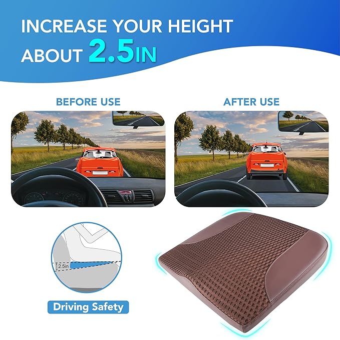 Lofty Aim Car Seat Cushion, Car Seat Pillow, Automotive Cushion | Memory Foam Car Seat Cushion for Long Driving, Butt Pillow for Pain Relief, Driver Seat Cushion for Car, Truck, Office, Brown - Image 4