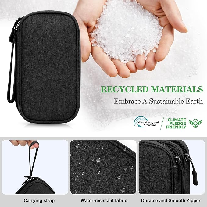 FYY Electronic Organizer, Travel Tech Pouch Bag, Large, Black | Wrist Strap, Waterproof, Double Layers Portable Electronics Travel Carrying Case for Cord, Charger, Daily Business Trips Use - Image 4