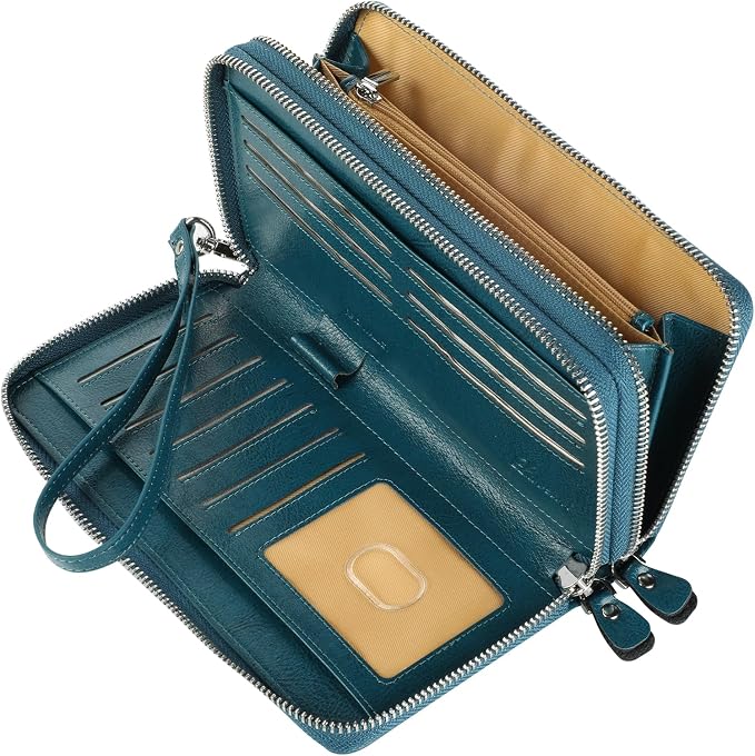 Small Compact Women Wallet RFID Blocking Genuine Leather Bifold Purse with ID Windows - Image 5