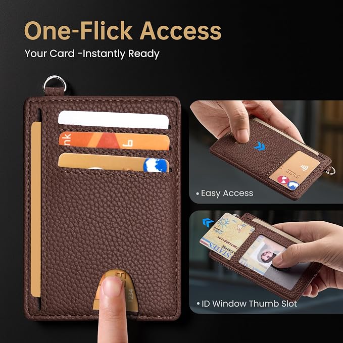 Mayski Slim Wallet, Credit Card Holder for Women, Minimalist Front Pocket RFID Blocking Card Cases, Small Wallet Women Men(Lichee Coffee) - Image 6