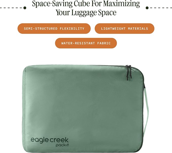Eagle Creek Pack-It Isolate Cube, Large, Willow Green | Clothes Packing Cube for Maximizing Luggage Space, Angled Zippered Opening, Convenient Top Handle, Water-Resistant - Image 2
