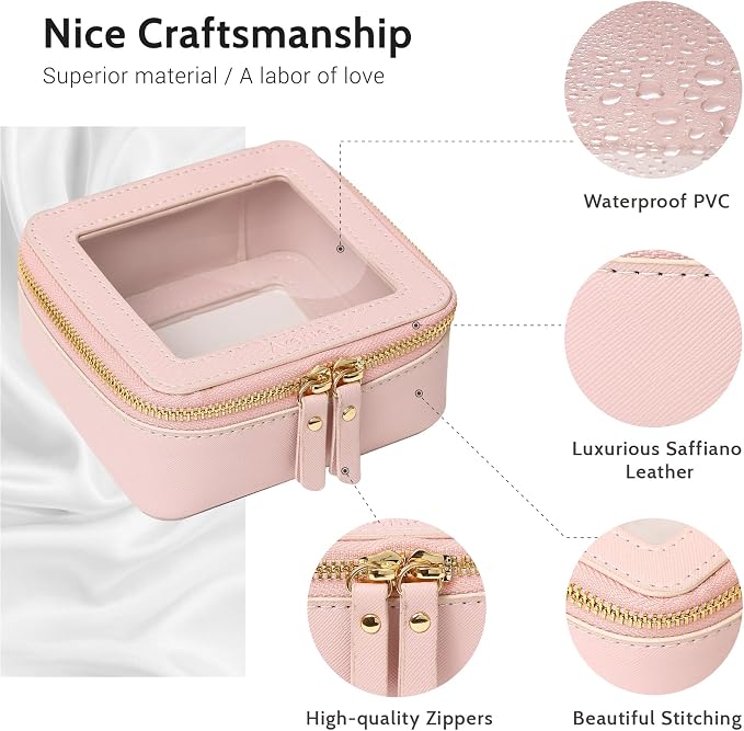 Aveniee Mini Clear Makeup Bag, Small Cosmetic Bags Travel Toiletry Pouch Organizer, TSA Approved Make up Case with Zipper, Car Bag for Essentials,Pink - Image 3
