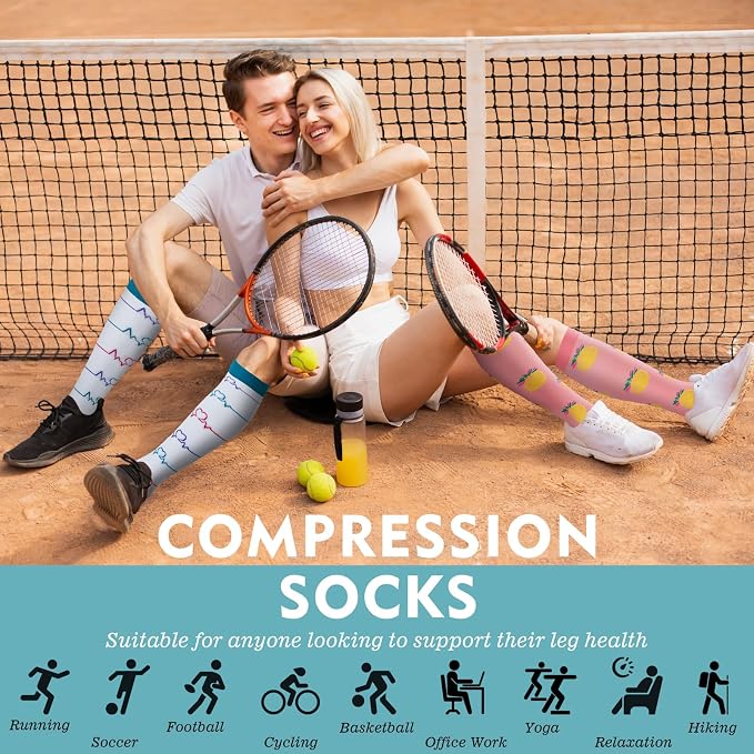 Compression Socks for Women & Men 6 Pairs | 20-30 mmHg Breathable & Moisture-Wicking Comfortable & Skin-Friendly Knee High Support Socks for Nurse, Travel, Pregnancy - Image 6
