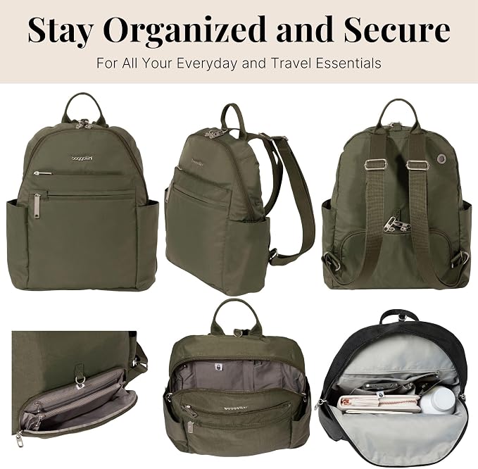 Baggallini Securtex® Anti-theft Vacation Travel Backpack 10x13 Slash-Resistant Nylon Daypack w/RFID - Image 6