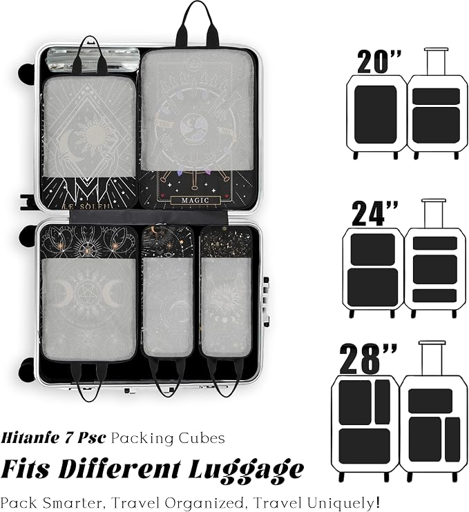 7 Pcs Compression Packing Cubes Travel for Suitcases, Luggage Organizer Lightweight Storage Bags Set for Backpack Travel- Packaging Cubes for Carry-Ons and Storage - Image 4