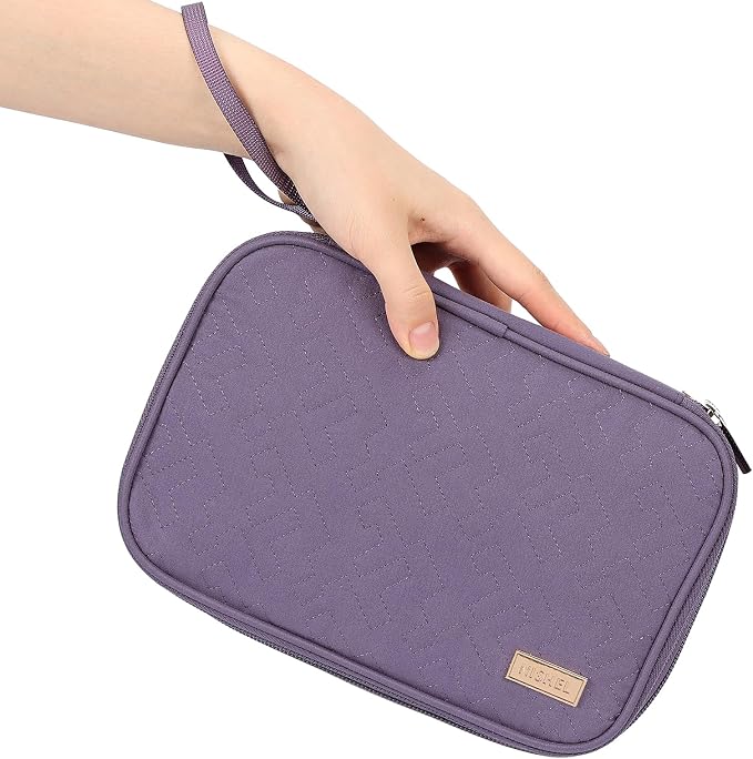 NISHEL Electronics Travel Organizer Cord Case, Charger Cable Tech Bag | Double-layer bag keeps chargers, cables, flash drive, and small tech essentials organized for trip, Large, Purple - Image 3