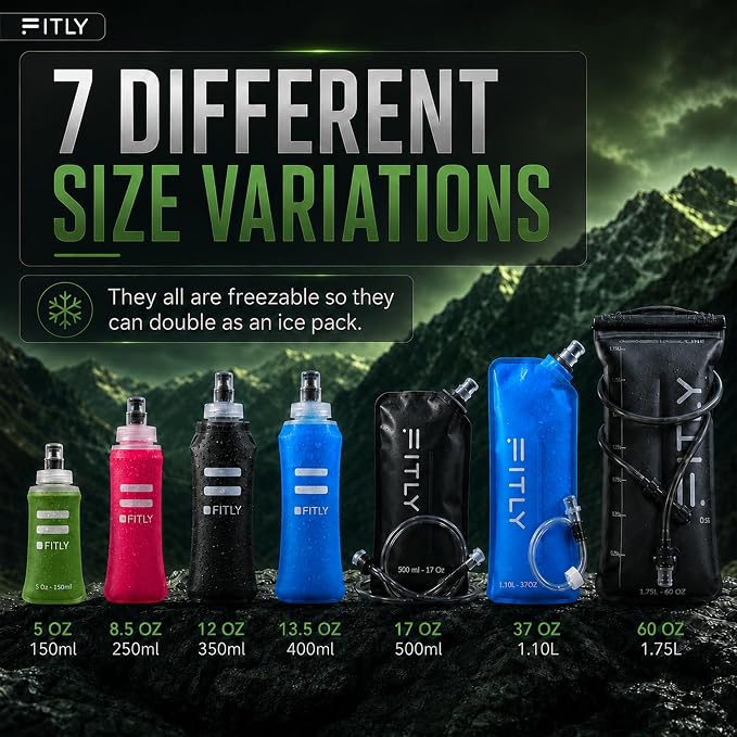 FITLY Soft Flask - Shrink As You Drink Soft Water Bottle for Hydration Pack - Folding Water Bottle Ideal for Running, Hiking, Cycling, Climbing & Rigorous Activity - Image 7