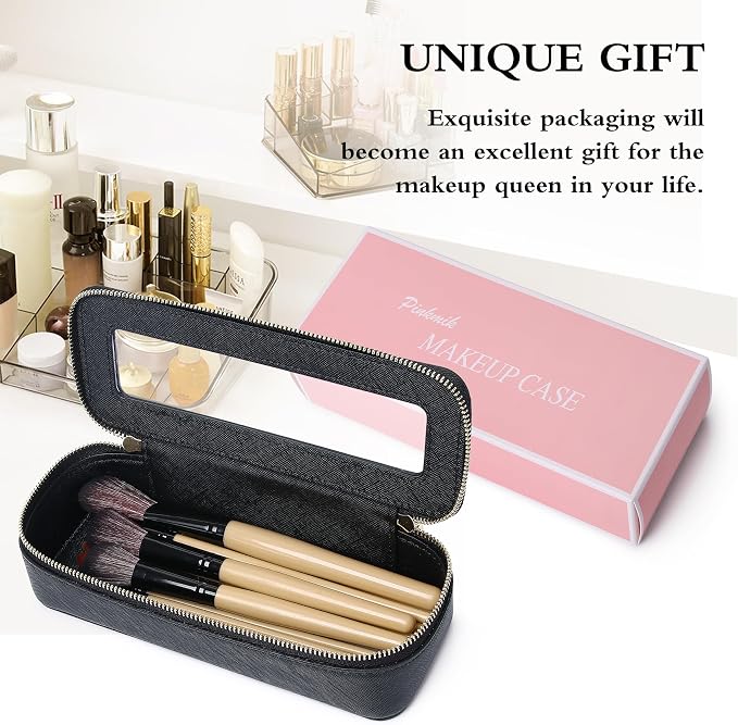 Pinkmik Makeup Brush Case, Black, SLIM | Clear Travel Cosmetic & Toiletry Bag, Small Makeup Bag, Zipper Purse Organizer, For Women - Image 7