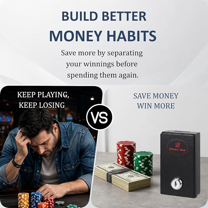 Winners Bank Gift for Gambler Portable Pocket Safe for Casino Winnings with 2 Keys Metal Money Box Take Your Winnings Home - Image 6