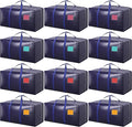 12 Pack Moving Bags with Full-Open Side Zipper, Extra Large 93L Heavy Duty Waterproof Foldable Storage Totes for College Dorm, Moving & Home OrganizationDarkBlue by RMOHRO