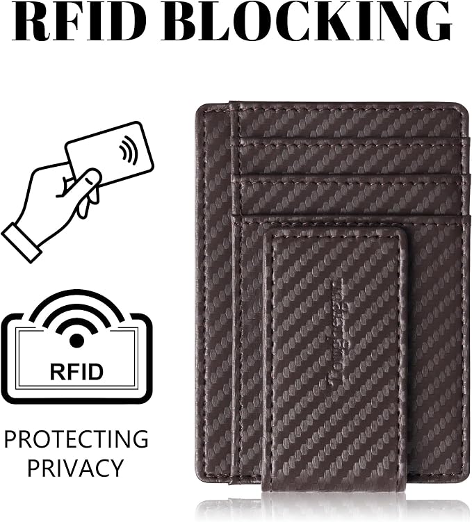 Toughergun Slim Wallet for Men RFID Blocking Money Clip, Minimalist Front Pocket Credit Card Holder, Magnetic Thin Mens Wallets with ID Window - Image 6
