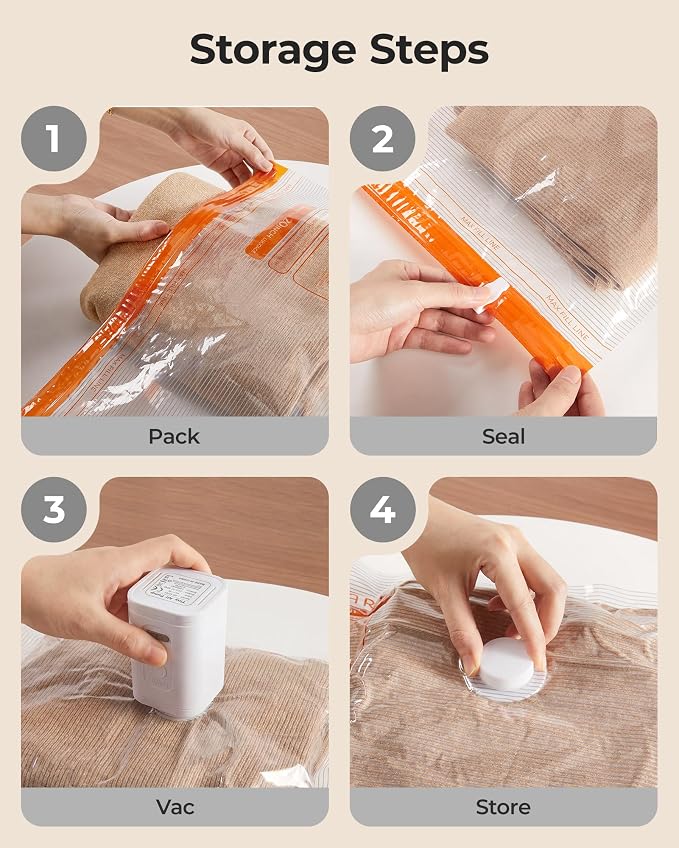 BAGSMART Travel Vacuum Bags with Rechargeable Electric Pump, 18PC Kit | Heavy-duty PA+PE material, Bonus Shoe, Laundry & Toiletry Bags, Save 80% Space Ideal for suitcase packing, travel & home. - Image 6