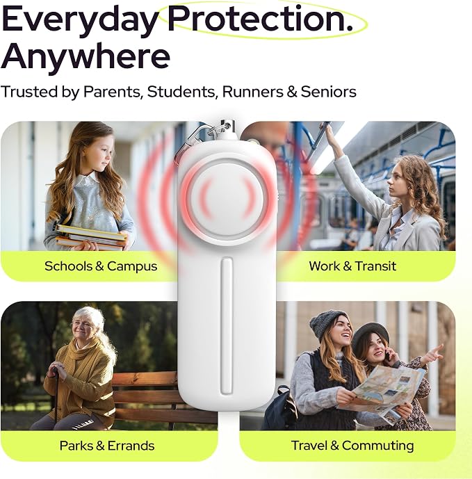 Weten Personal Safety Alarm Keychain - 130dB Siren, LED Light, Panic Pin – Compact Self-Defense Device and Emergency Whistle Alternative for Women, College, Travel, and Night Walk Protection (White) | LED Light, Panic Pin, Self-Defense Device, Emergenc... - Image 6