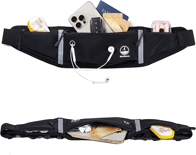 Running Belt Slim Fanny Packs Jogging Pouch Phone Holder Waist Pack - Black - Image 5