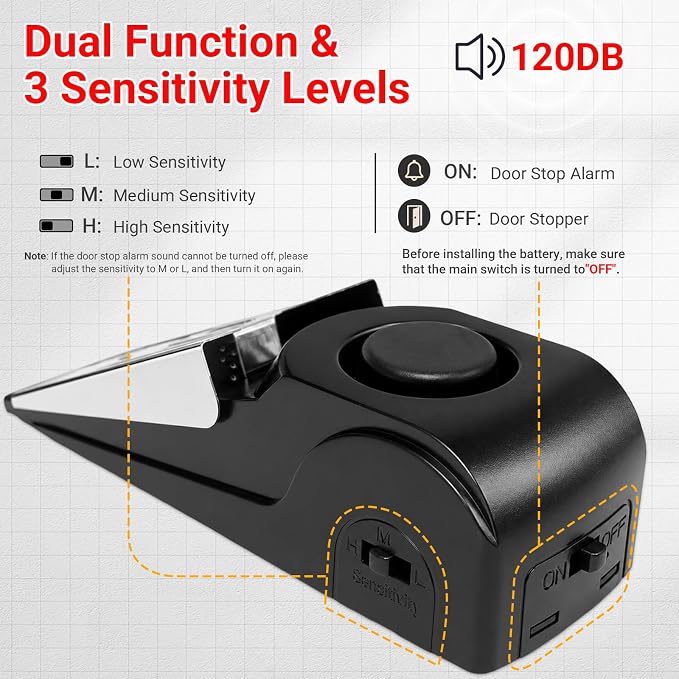 Portable Door Lock and Door Stop Alarm, Hotel Travel Security Set for Home | Hotel Safety Device for Door Security, Portable Lock for Hotel Room, Apartment, College Dorm and Travel - Image 3